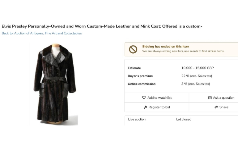 Элвис Прэслийн булган хүрэм 128 мянган паундын үнэ хүрчээ